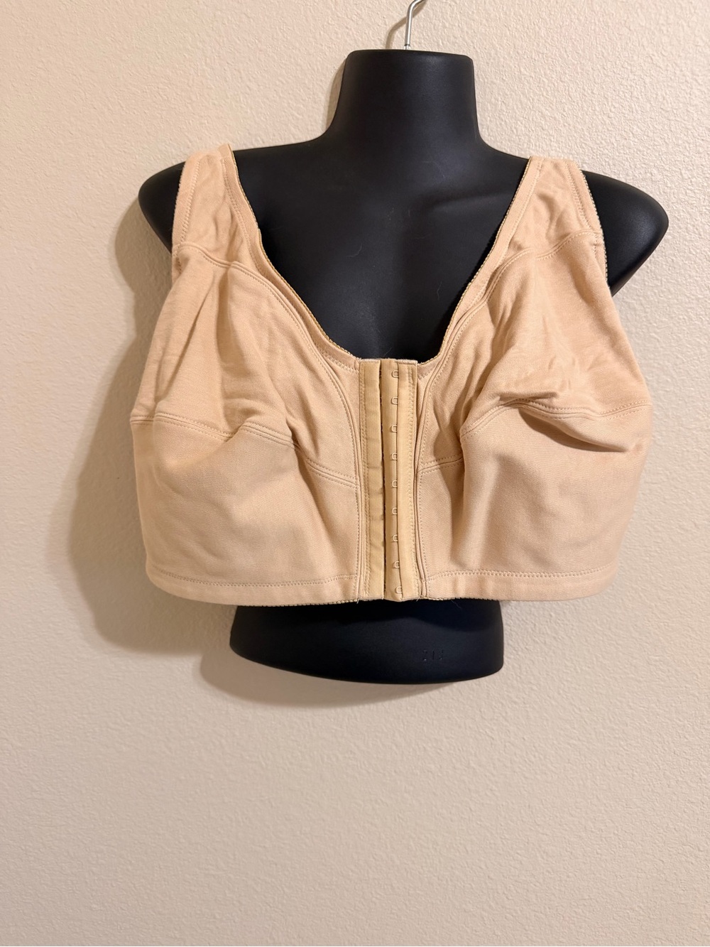 Front-Closure Full Coverage Bra in Beige